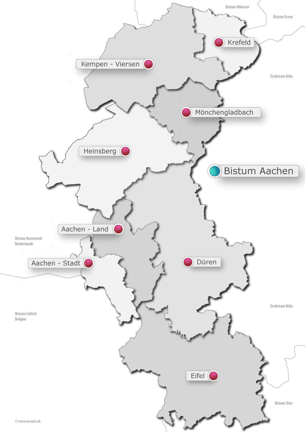 Karte Bistum Aachen (c) sensum
